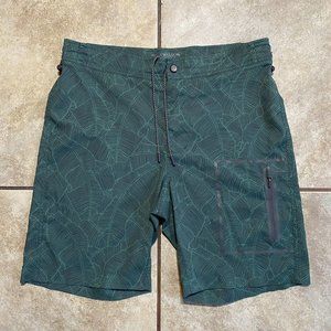 Mack Weldon Men’s Shorts Size Medium Palm Leaves Beach Drawstring Zipper Pockets